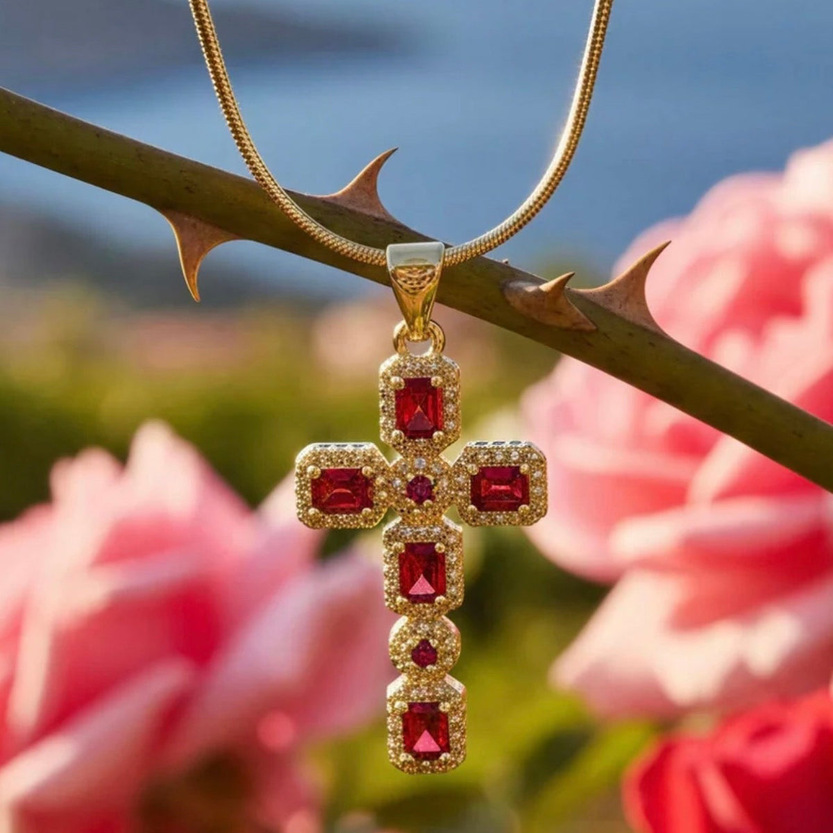 Yakut Cross Necklace