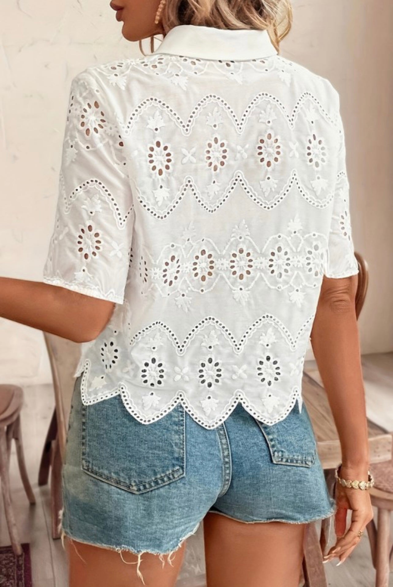Eyelet Button Top
