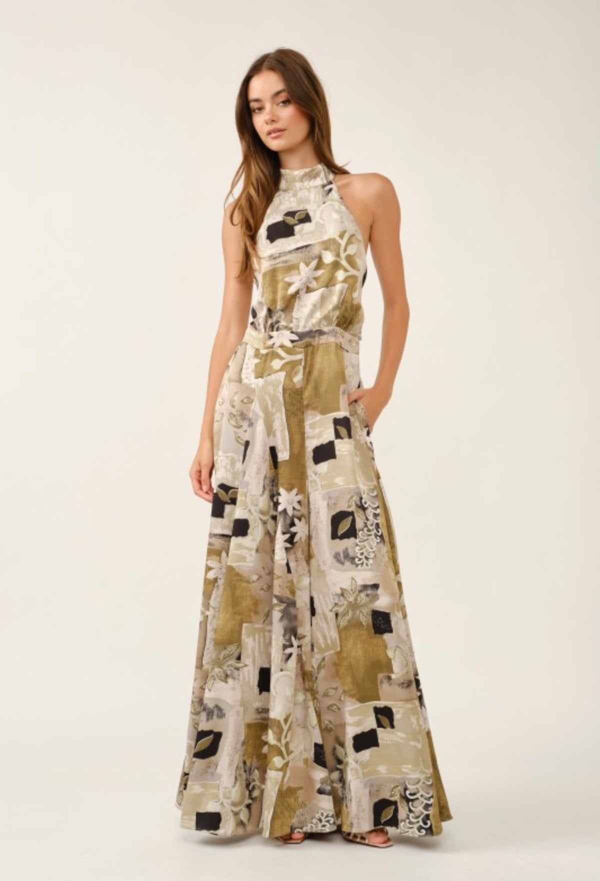 Abstract Floral Wide Leg Jumpsuit