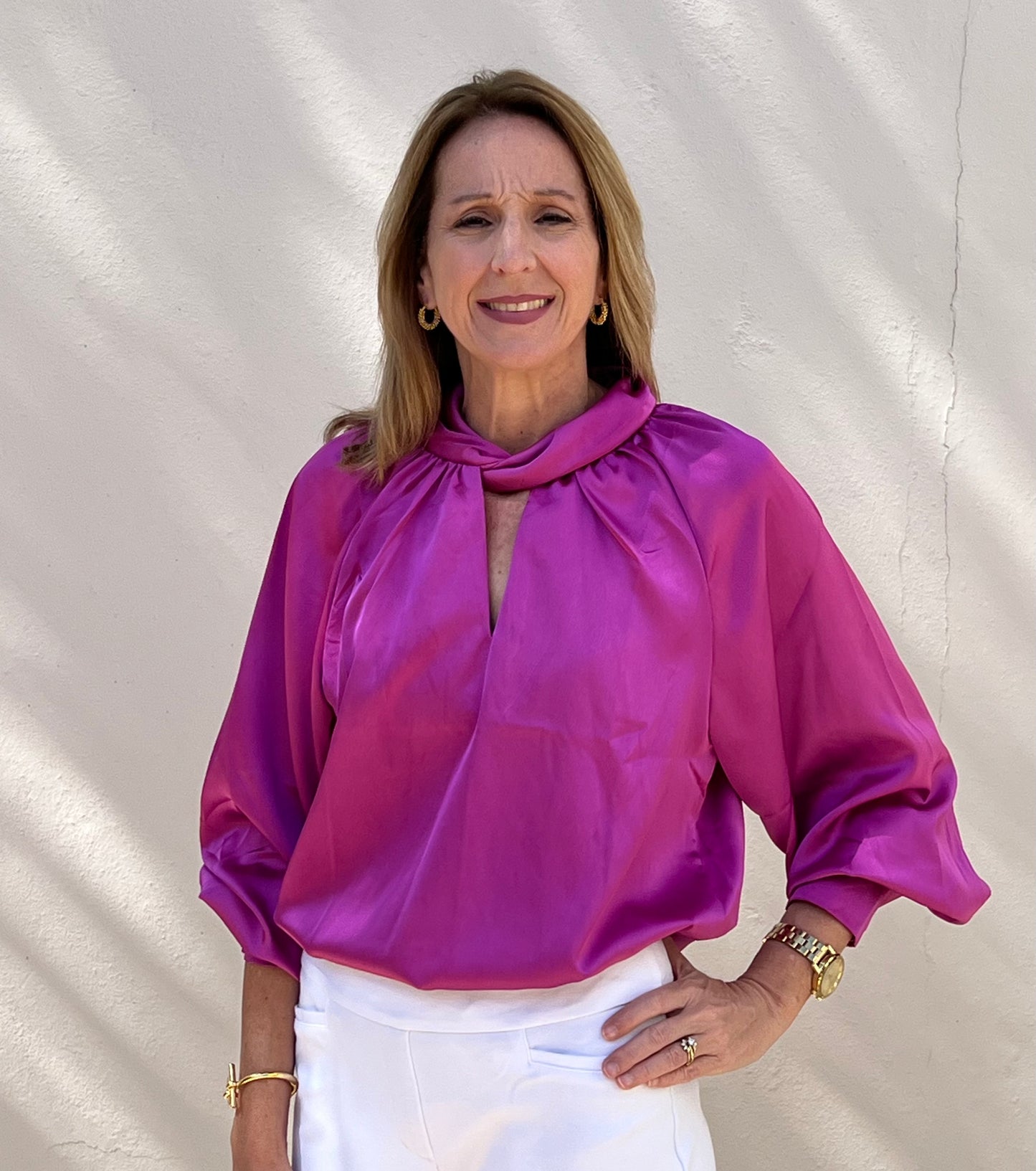 Magenta Silk Blouse