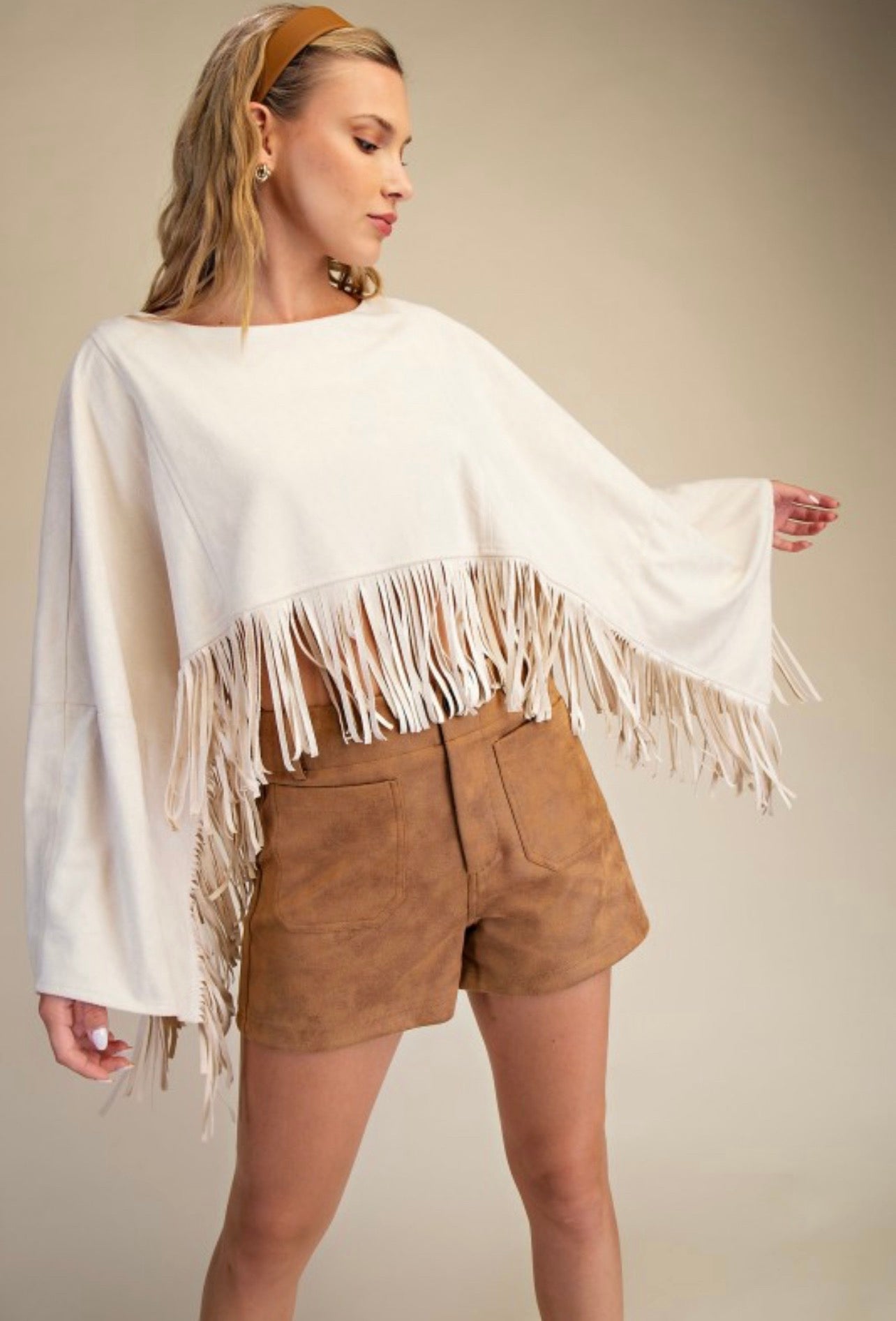 Poncho Style Suede Top