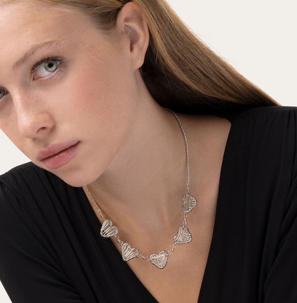 Necklace 5 Cuori Micro Filo