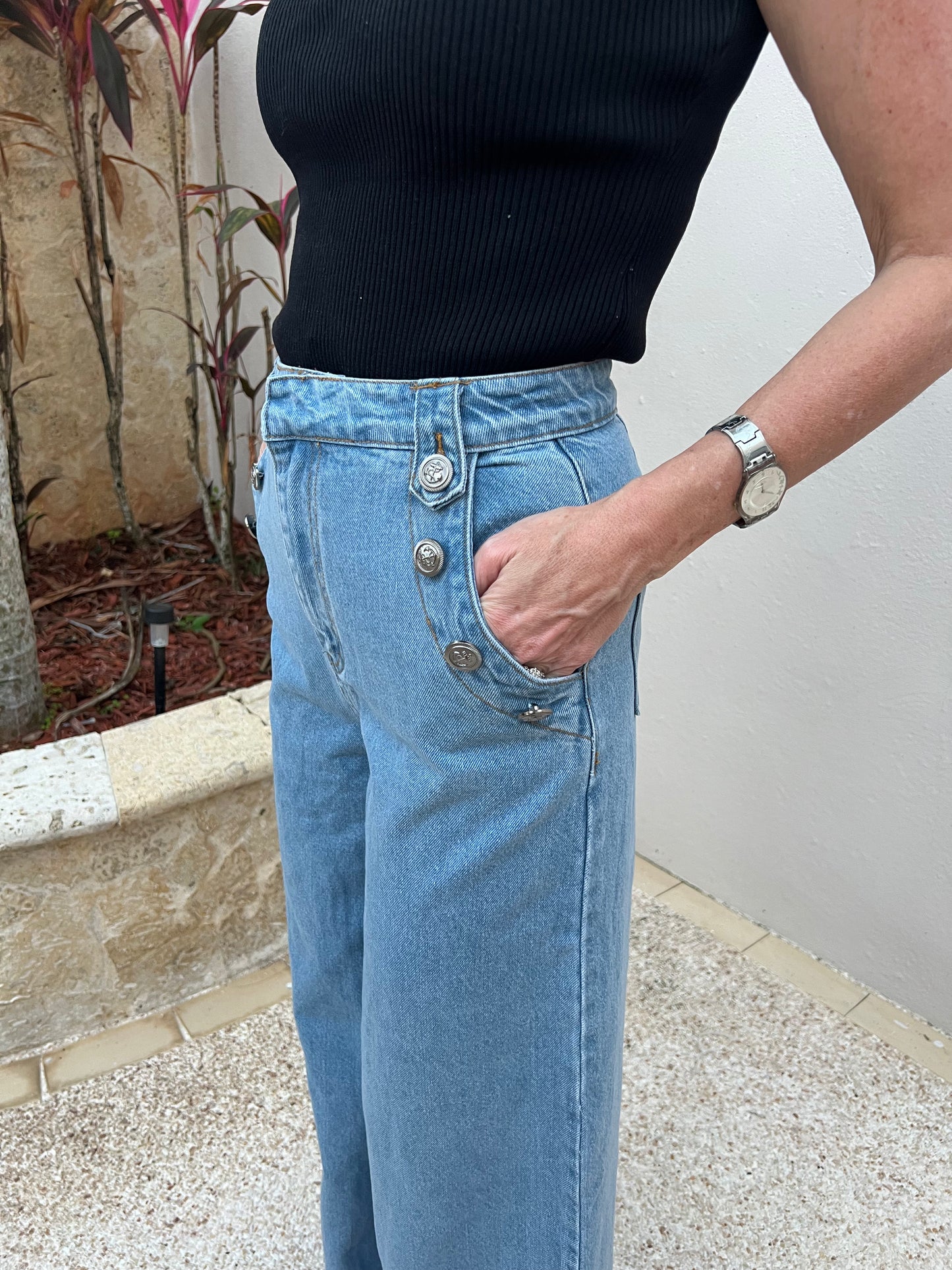 High Waisted Mariner Style Jeans