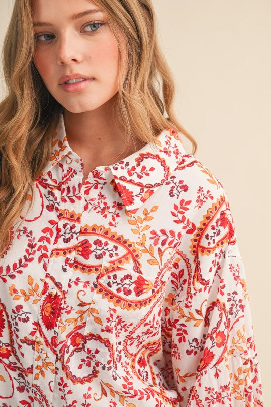 Orange Paisley Shirt