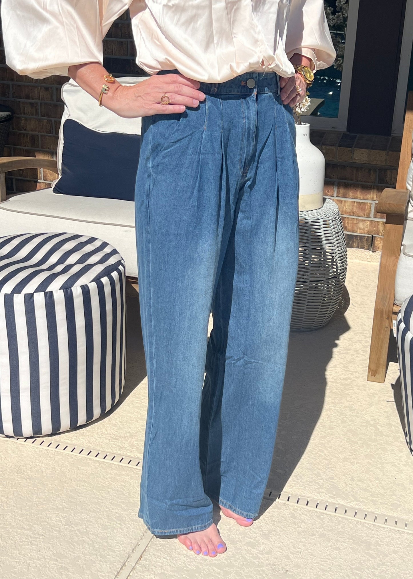 High Waisted Soft Denim Pants