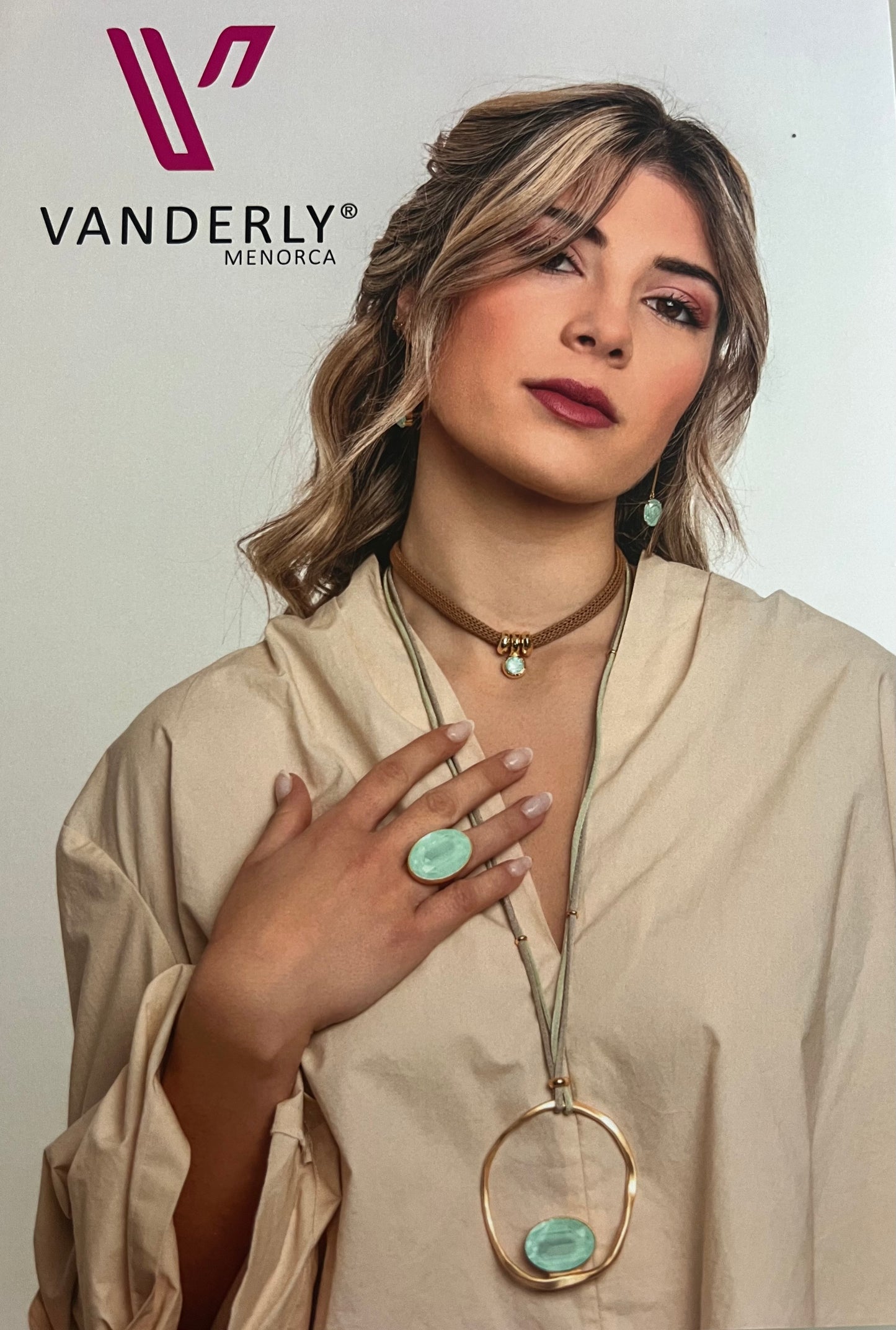 Big Oval Brown Topaz or Blue Sapphire Necklace