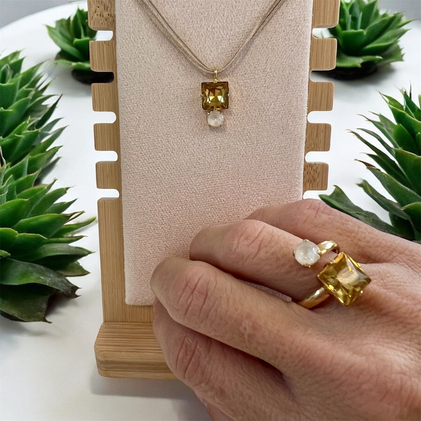 Gray Saphire or Topaz Small Rings