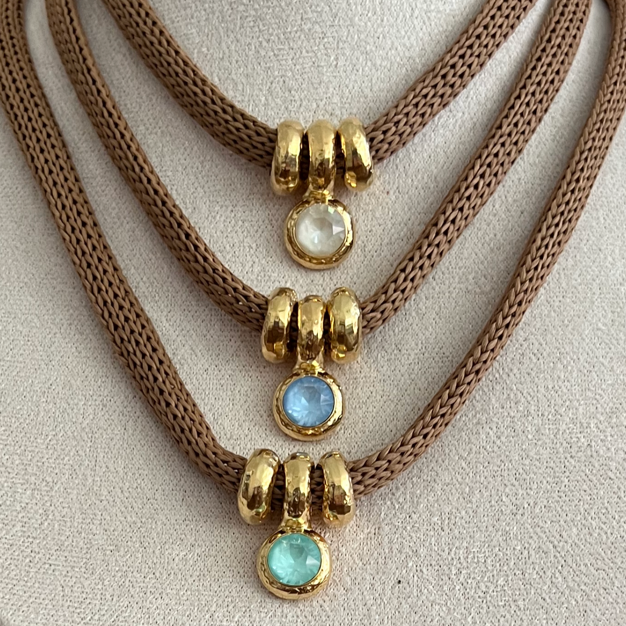 Brown Chord With Small Stone Necklace