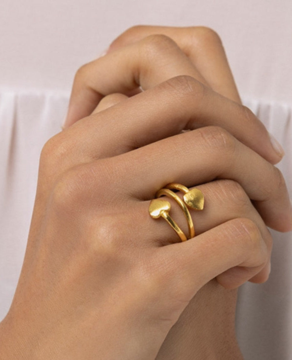Spiral Two Hearts Ring