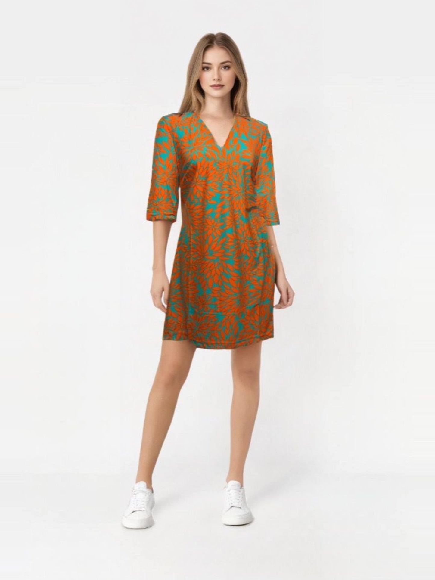 Orange and Turquoise Dress