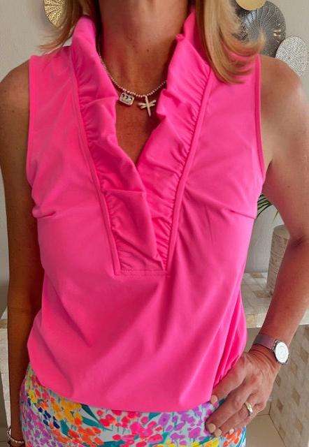 Sleeveless Ruffle Collar Shirt (3 different colors available)