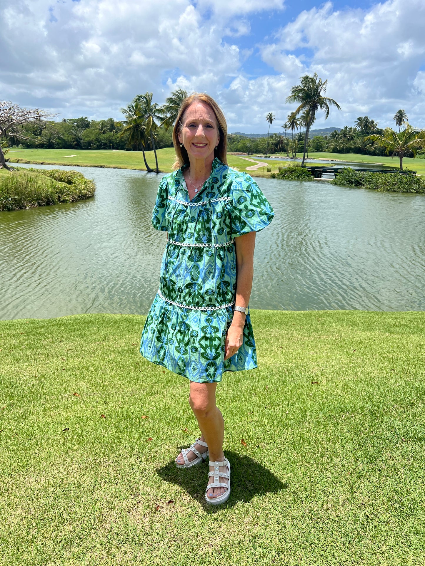 Blue & Green Short Dress