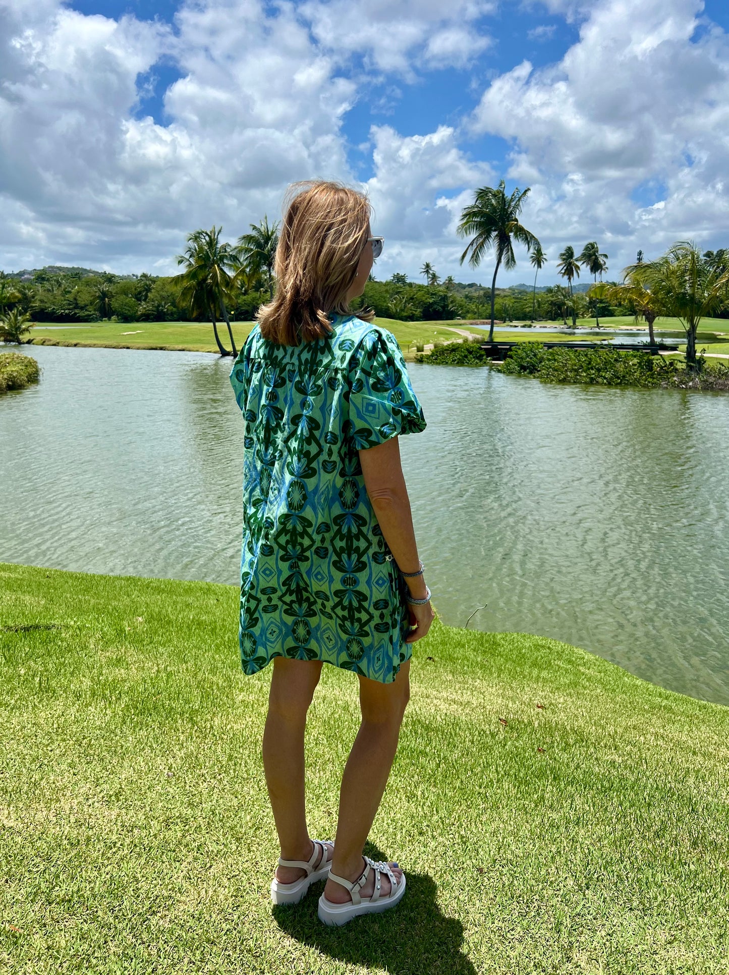 Blue & Green Short Dress