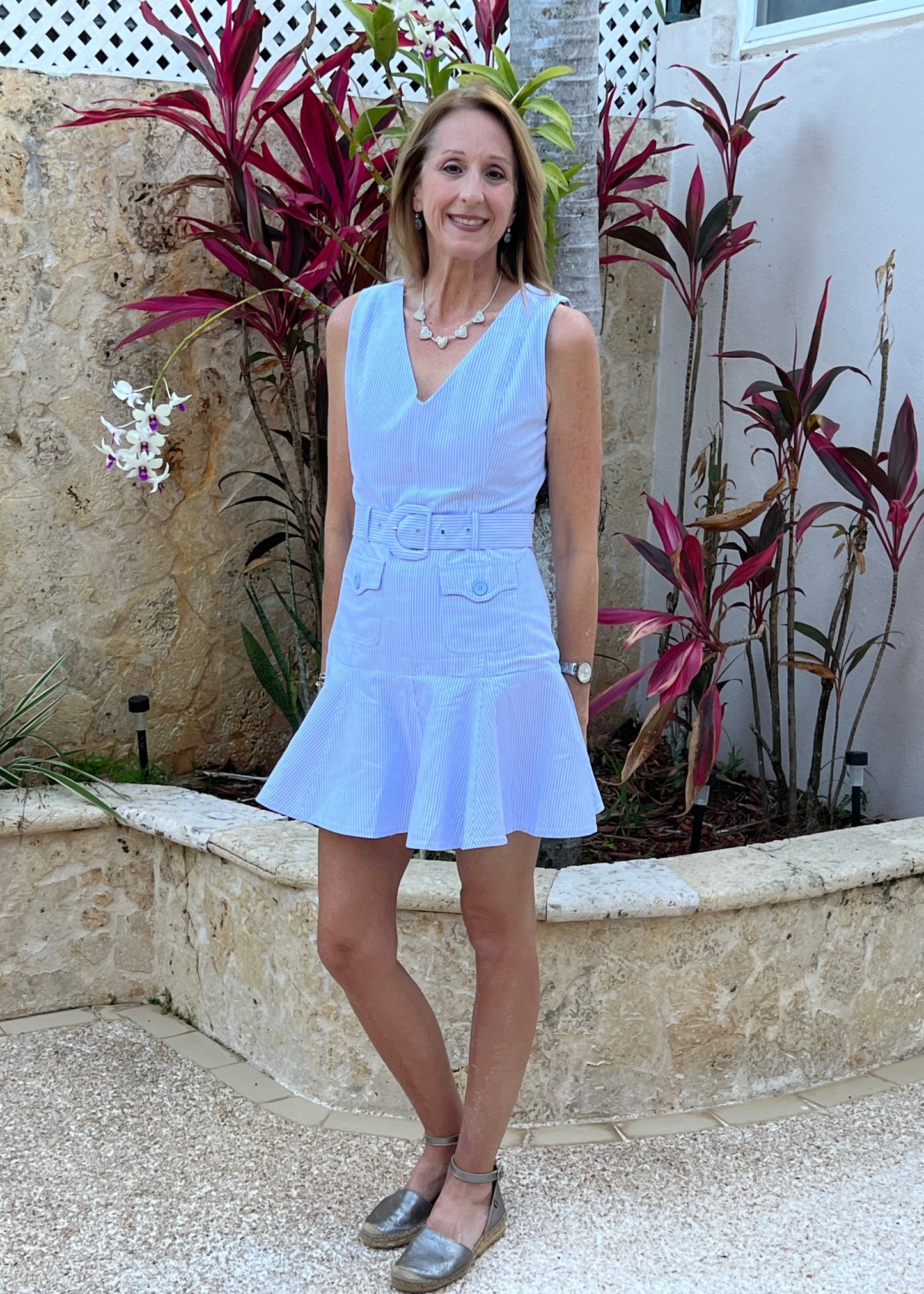 Blue & White Short Dress