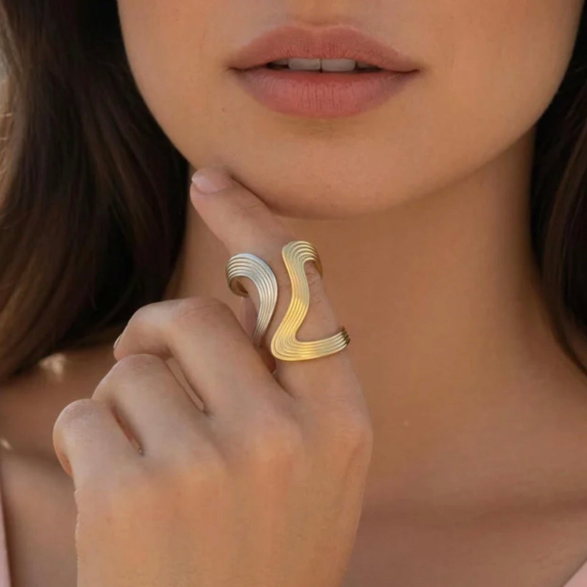 Dawn and Dusk Wave Adjustable Ring