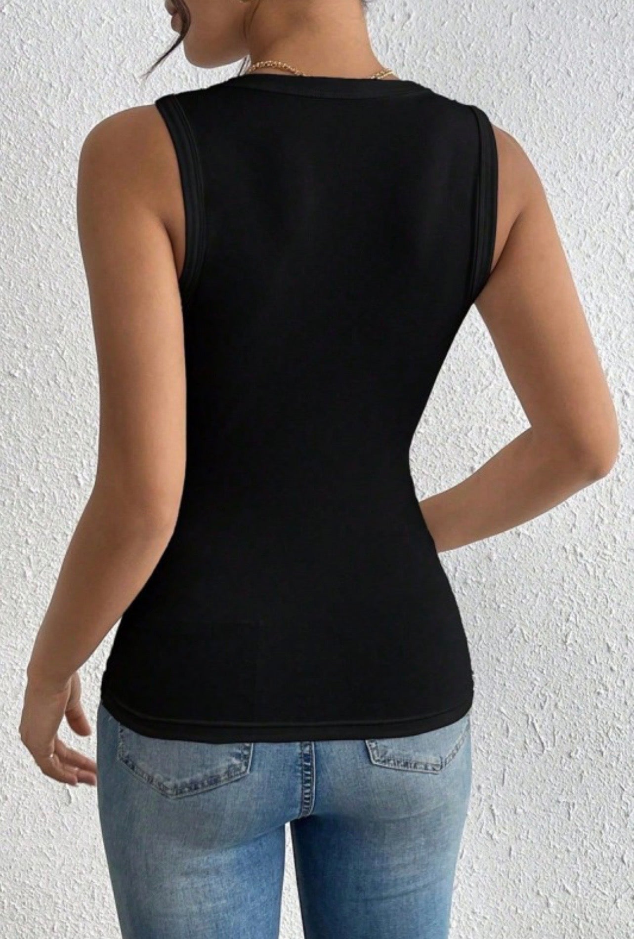 One Size Black Flowers Top