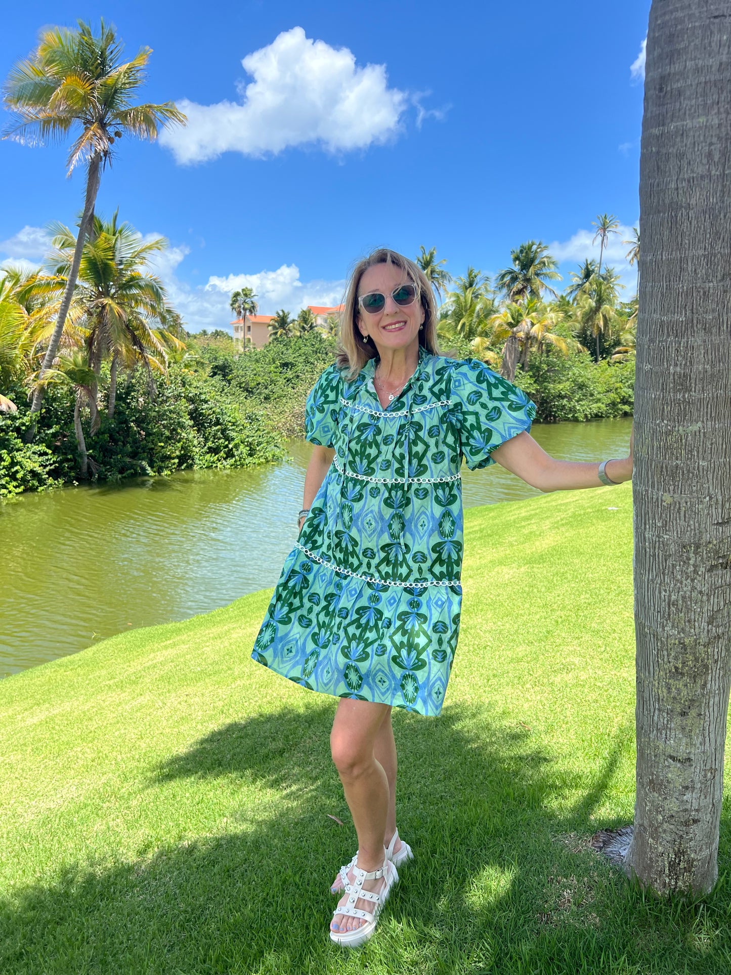 Blue & Green Short Dress