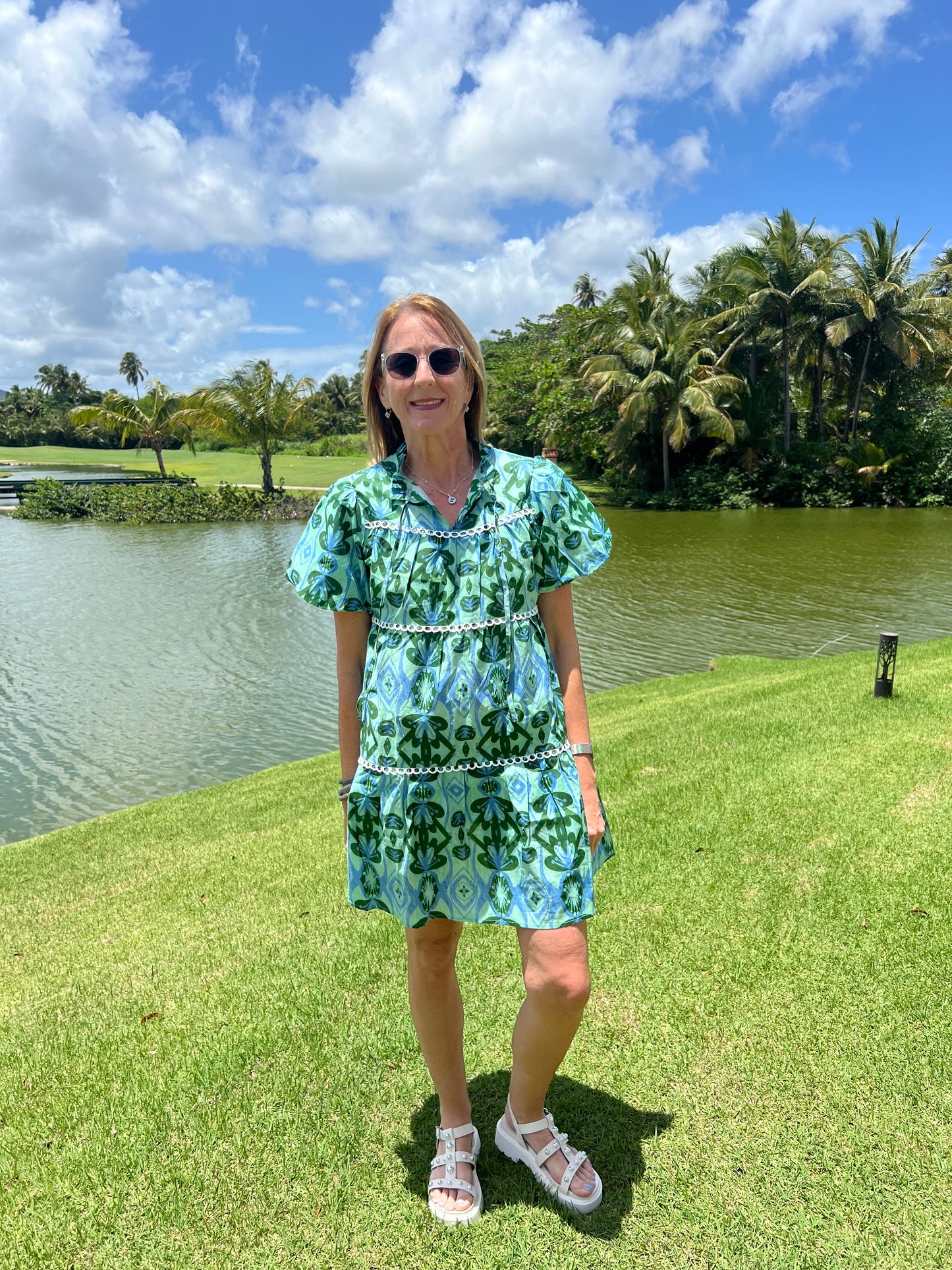Blue & Green Short Dress