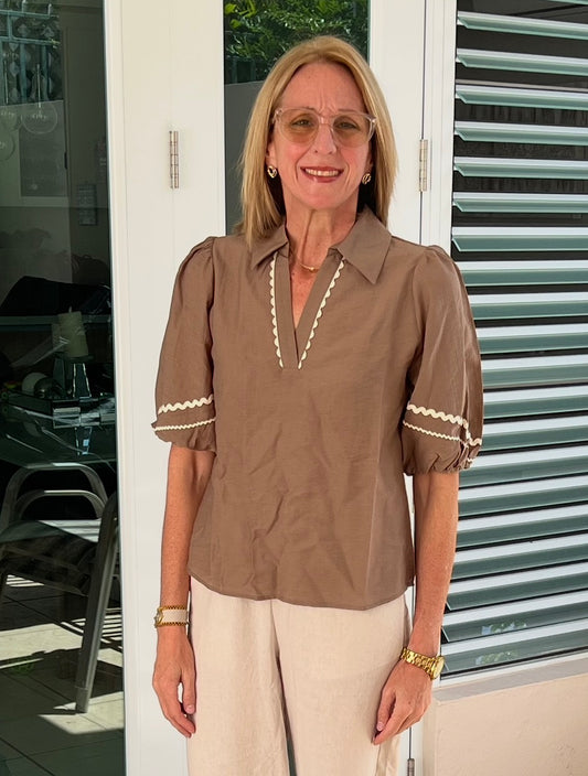 Linen Mocha Top