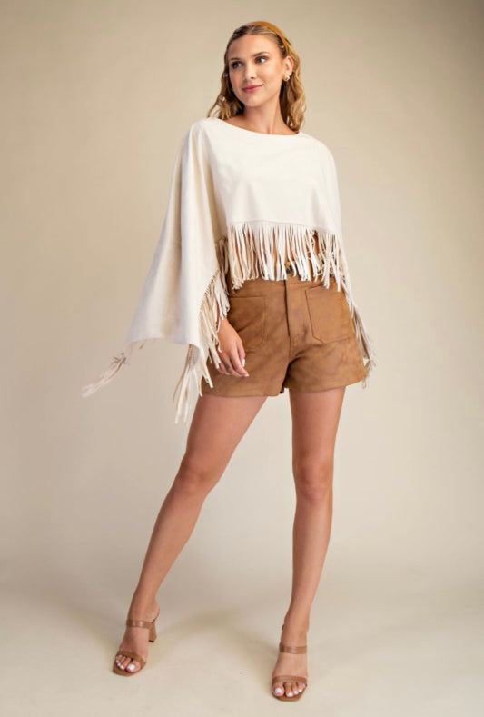 Poncho Style Suede Top