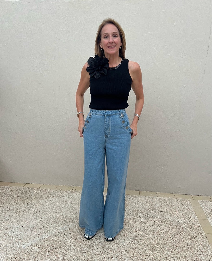 High Waisted Mariner Style Jeans