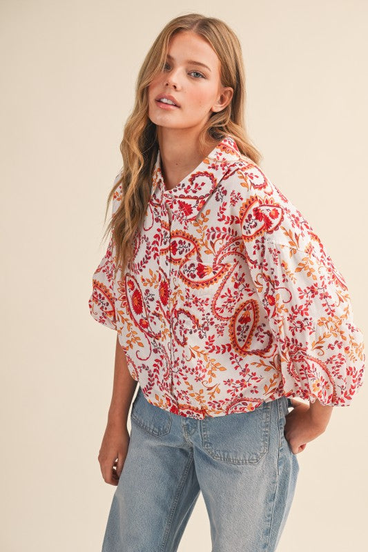 Orange Paisley Shirt