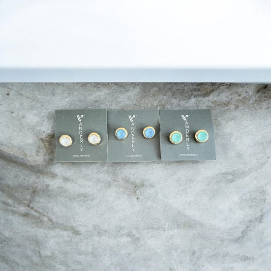 Small Stone Round Earrings