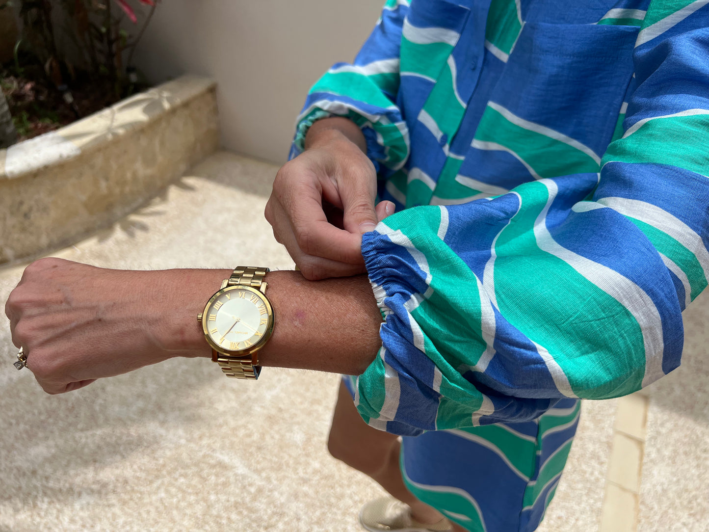 Button Down Woven Shirt Top And Pant Set