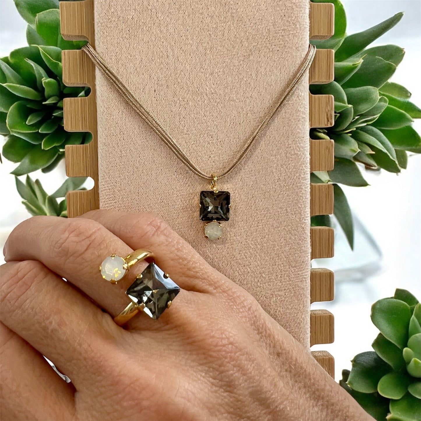 Gray Saphire or Topaz Small Rings