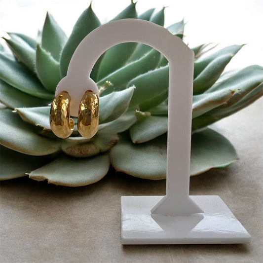 Small Hammered Mate Gold Hoop Earrings